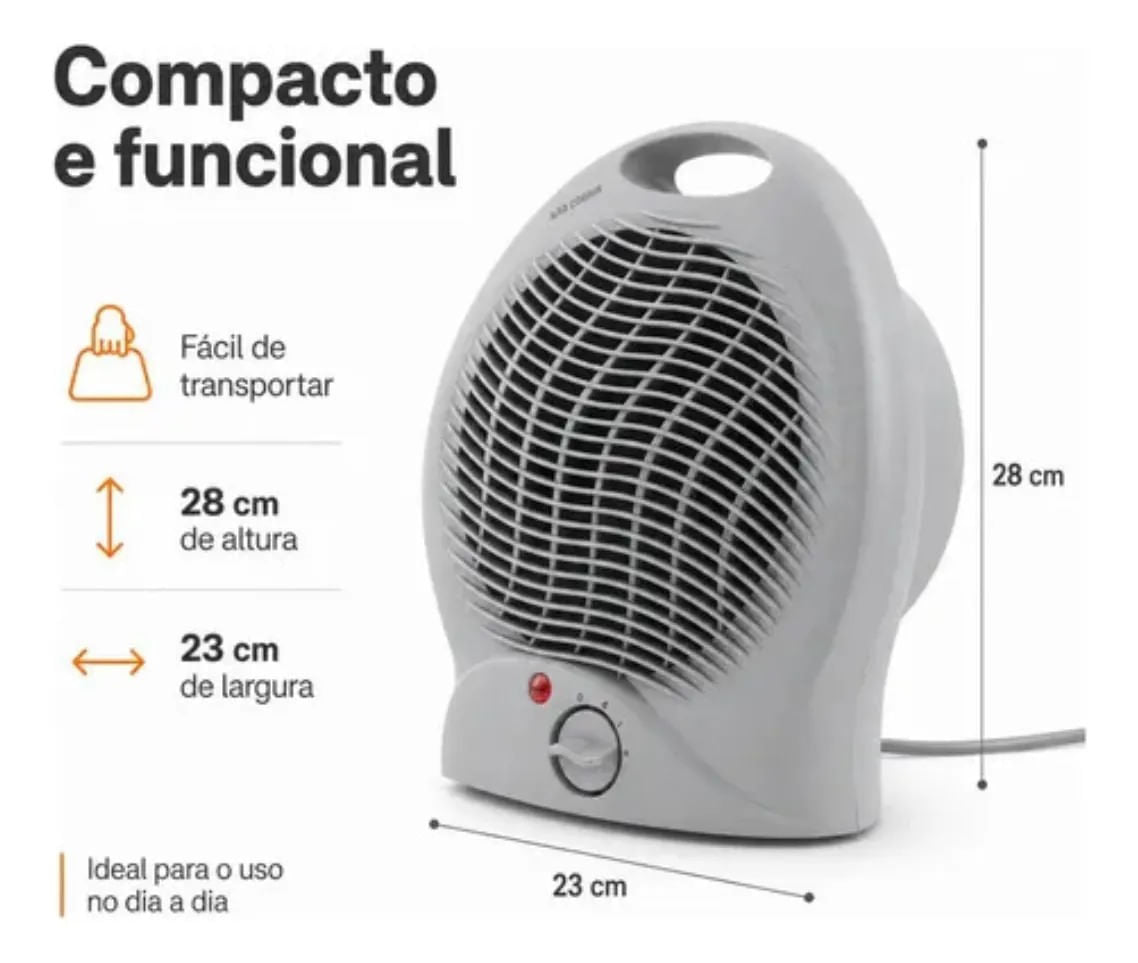 Aquecedor Elétrico Portátil 1000W com Ventilação Cinza 127V - Startools — foto 5
