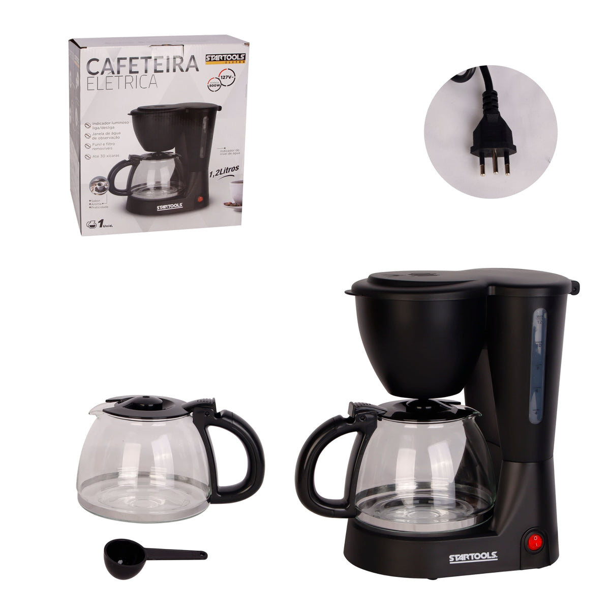 Cafeteira Elétrica 1,2L 830W Preta 127V - Startools