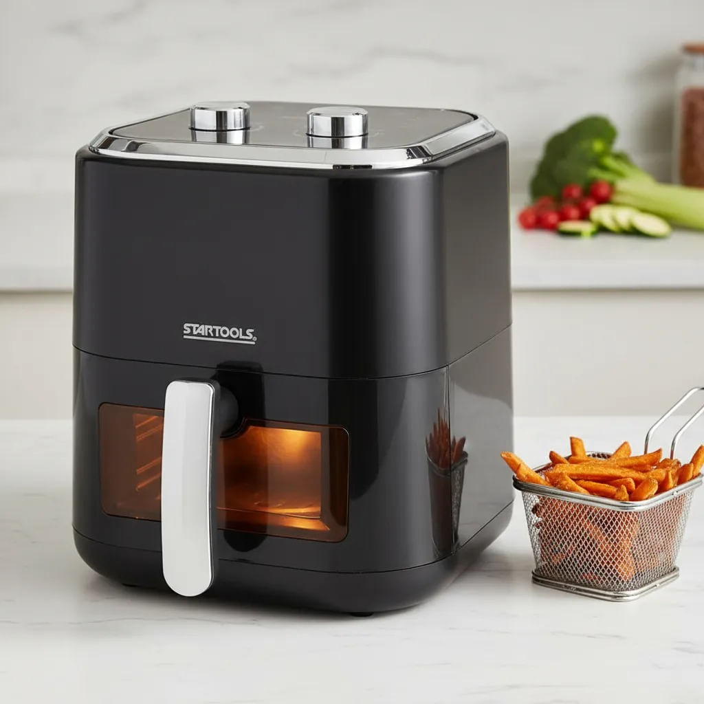 Fritadeira Air Fryer 5L 1350W com Visor e Luz Interna Preta 127V - Startools