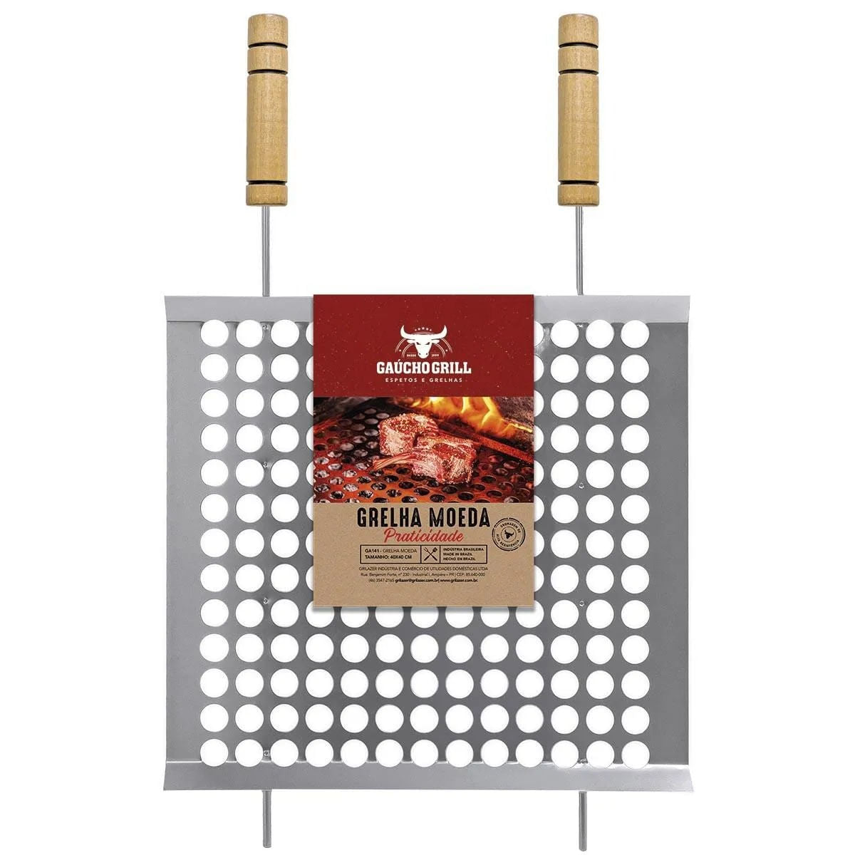 Grelha para Churrasco Tela Moeda Cromada 40x50cm - Grilazer
