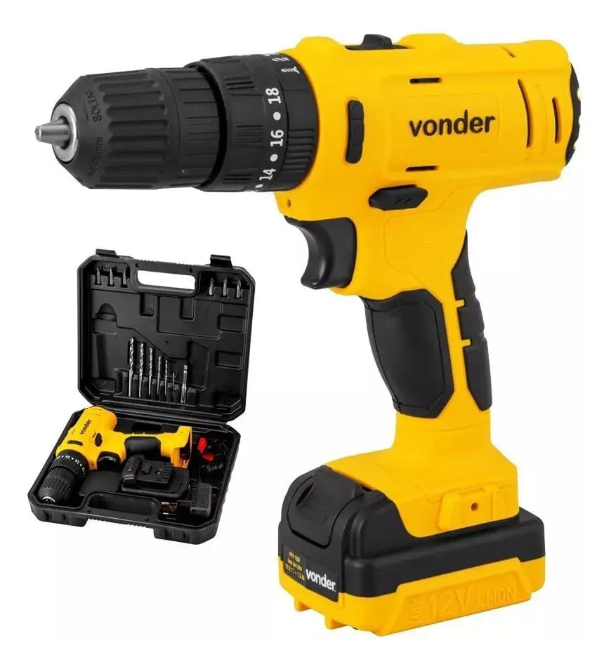 Parafusadeira e Furadeira a Bateria 12V PFV 120 com Maleta e Acessórios - Vonder