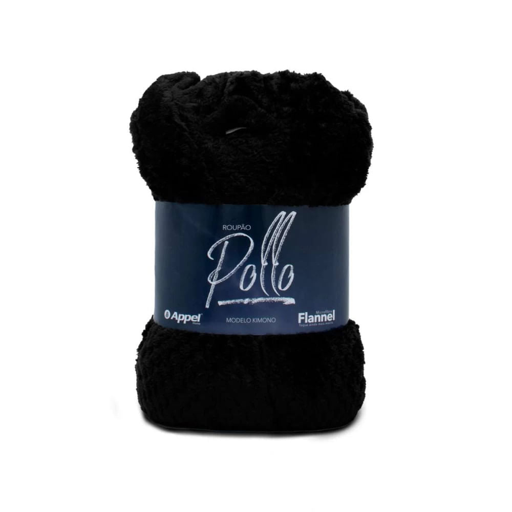 Roupão Adulto Flannel Pollo Preto Tamanho M - Appel - foto 3