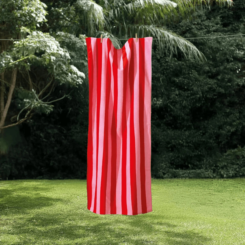 Toalha de Praia Velour Cabana Stripes Rosa 76x152cm - Dohler - foto 3