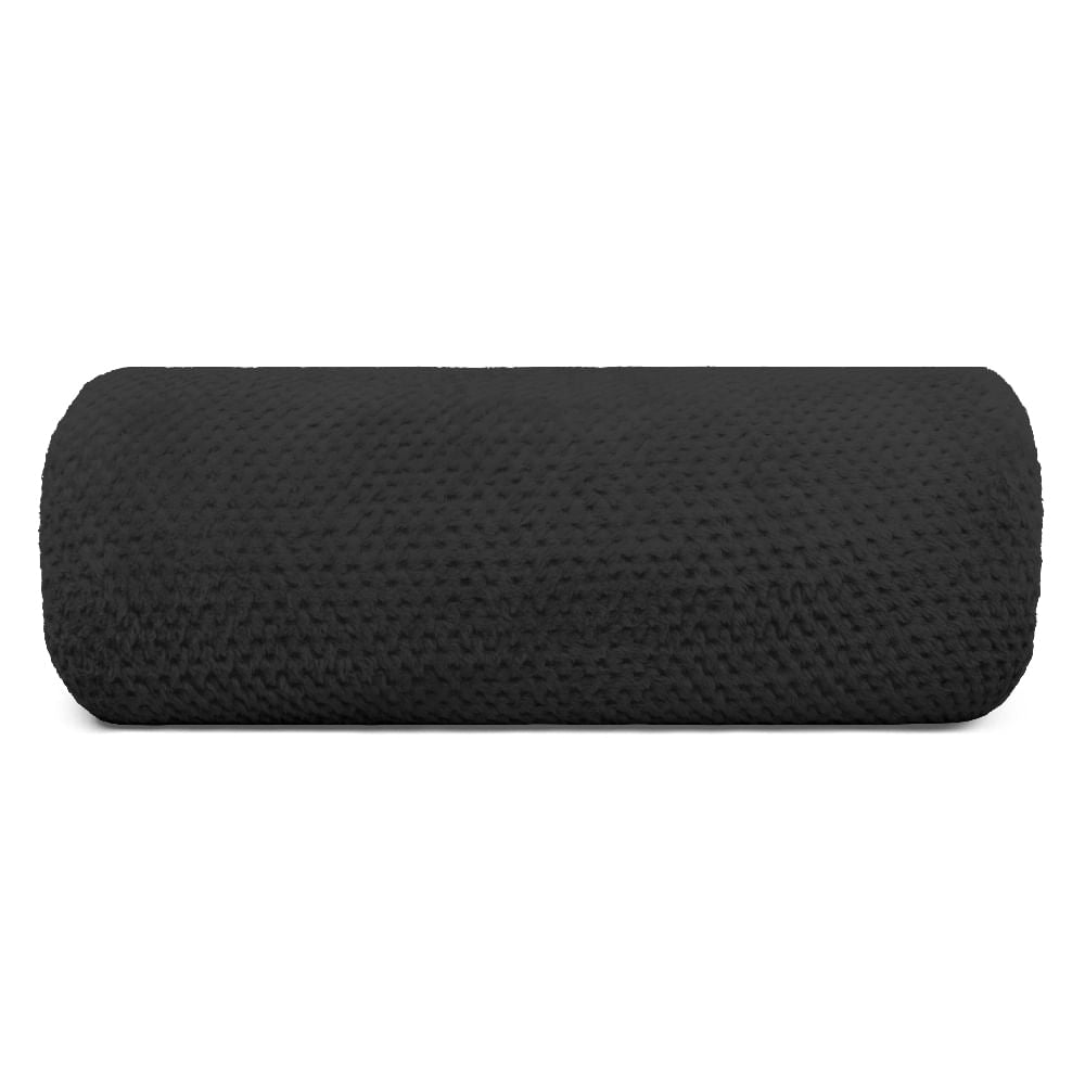 Manta Flannel Pollo Solteiro Preto 1,50x2,20m - Appel