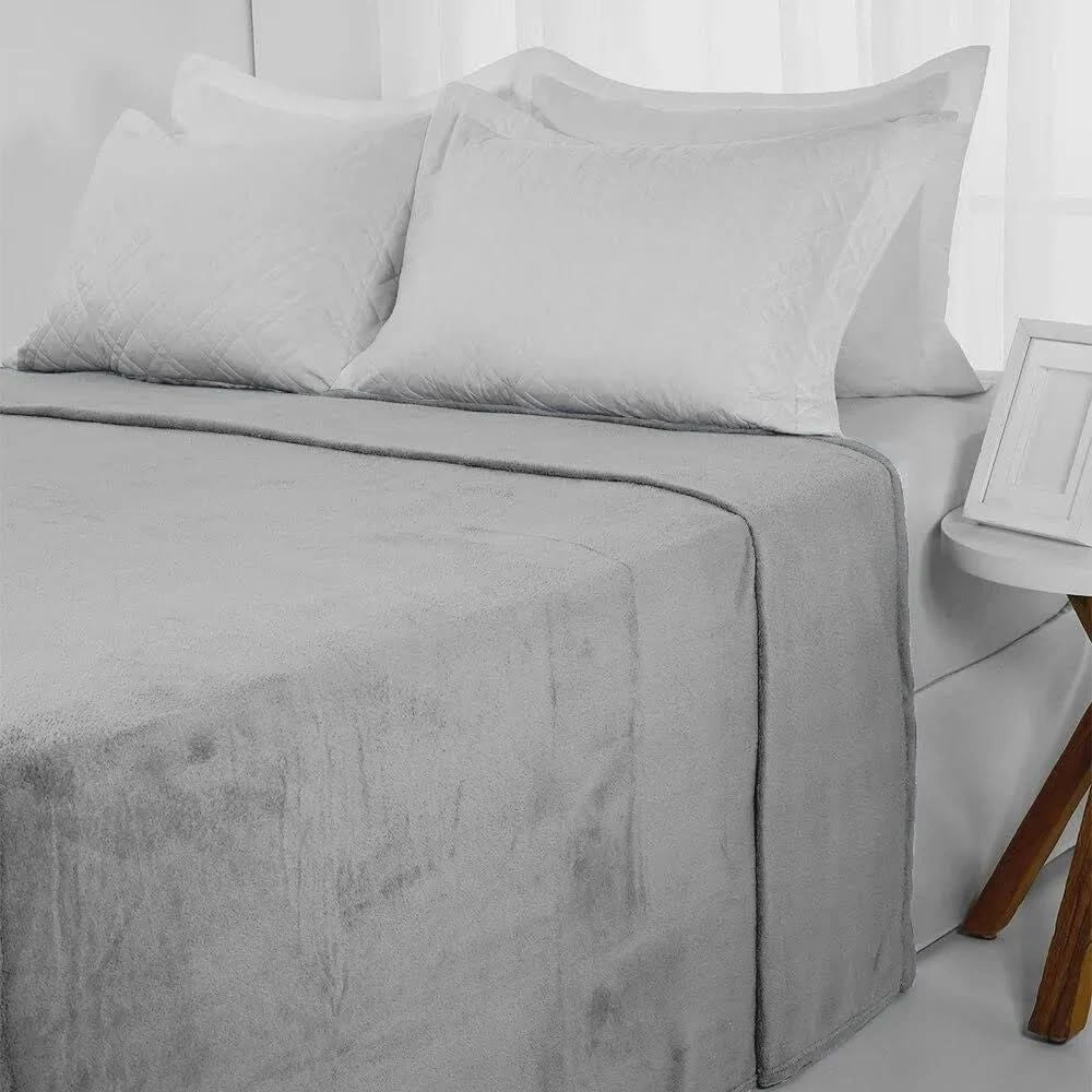 Cobertor Casal Microfibra Velour Cinza - Camesa - foto 3
