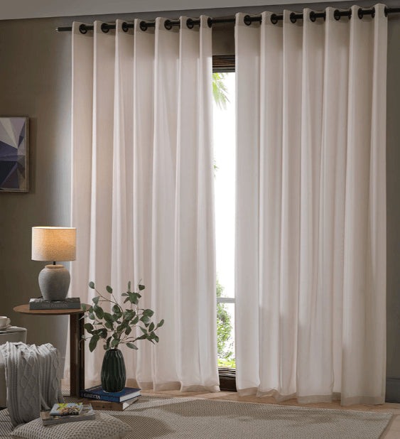 Cortina Duplex Lisa Cromo Areia 170x300cm - Bella Janela
