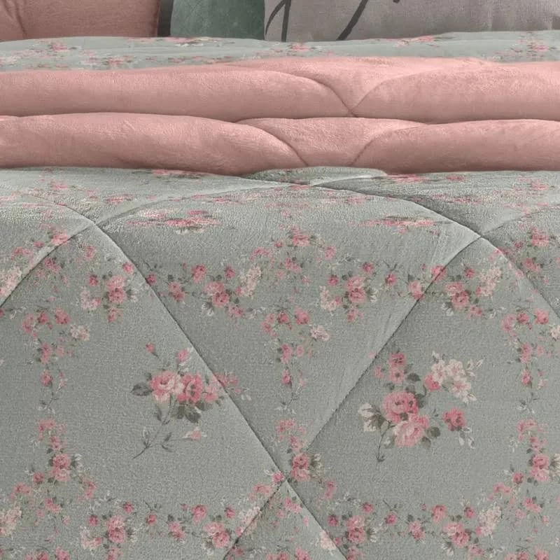 Edredom Queen Sortido Plush Soft Slim Hedrons Bonnie - Hedrons - foto 3
