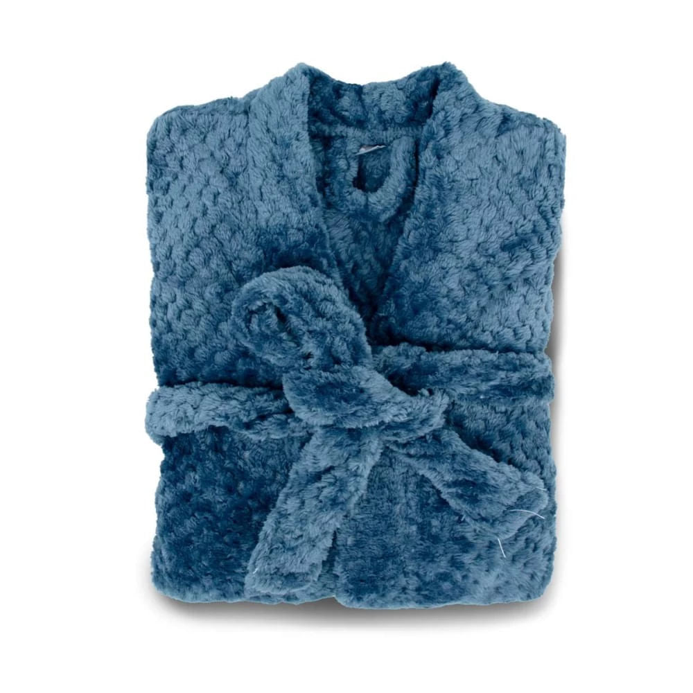 Roupão Adulto Flannel Pollo Azul Noturno Tamanho M - Appel