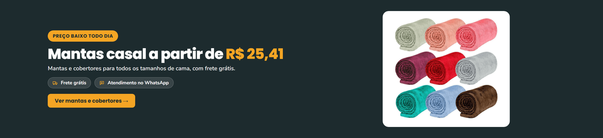 Mantas casal a partir de R$ 25,41 com frete grátis