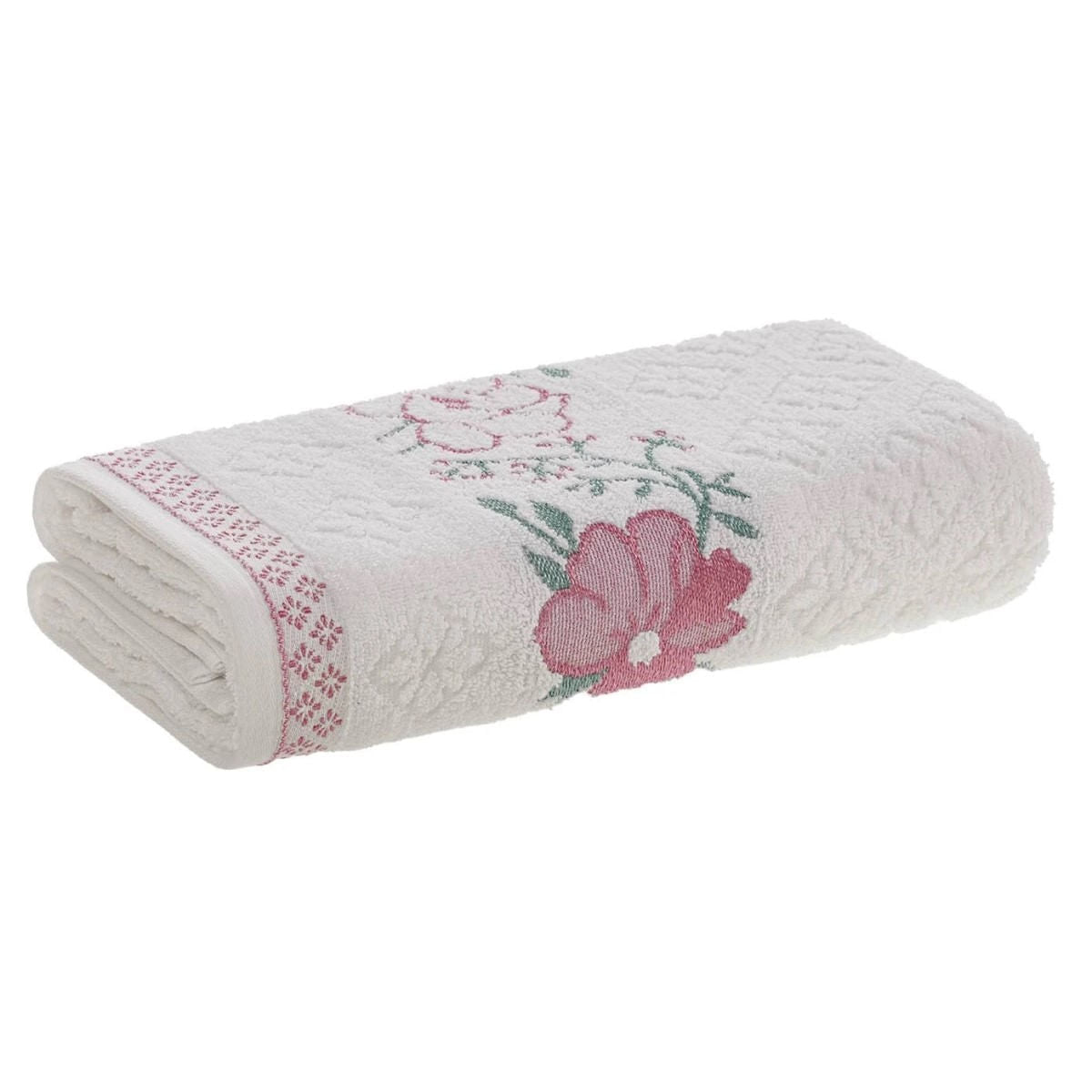Toalha de Banho Yuna 70x135cm Branco Rosa - Karsten