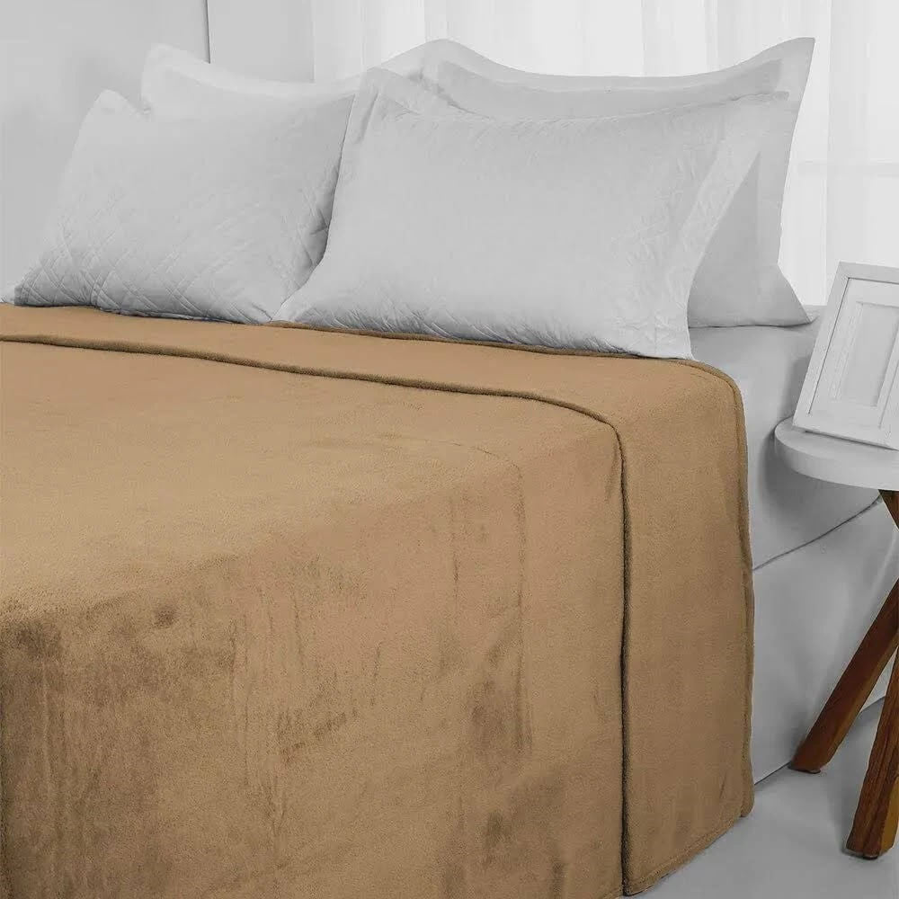 Cobertor Manta Velour Microfibra Queen Bege - Camesa - foto 4